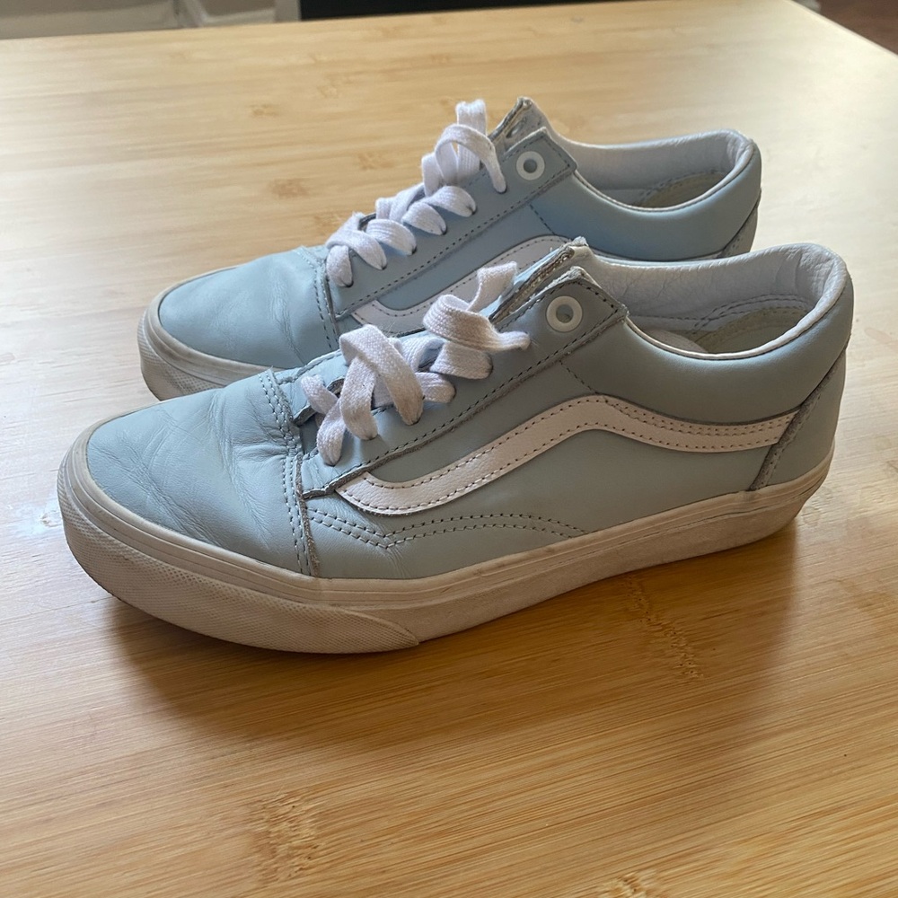 Vans Old School Leather Baby Blue Women's Shoes